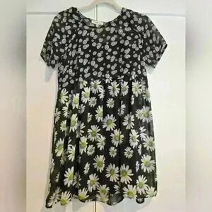 Monteau Yellow Daisy Mixed Pattern Dress